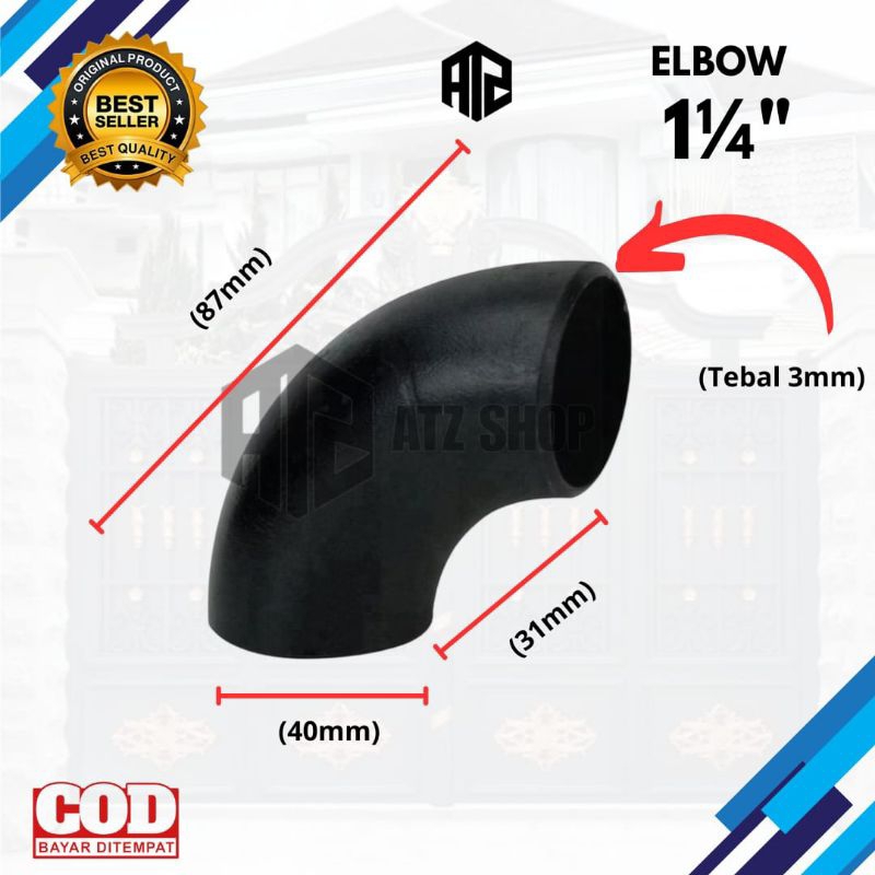 ELBOW PIPA BESI 1 1/4 TEBAL 3MM | ELBOW SAMBUNGAN PIPA BESI 1¼ INC