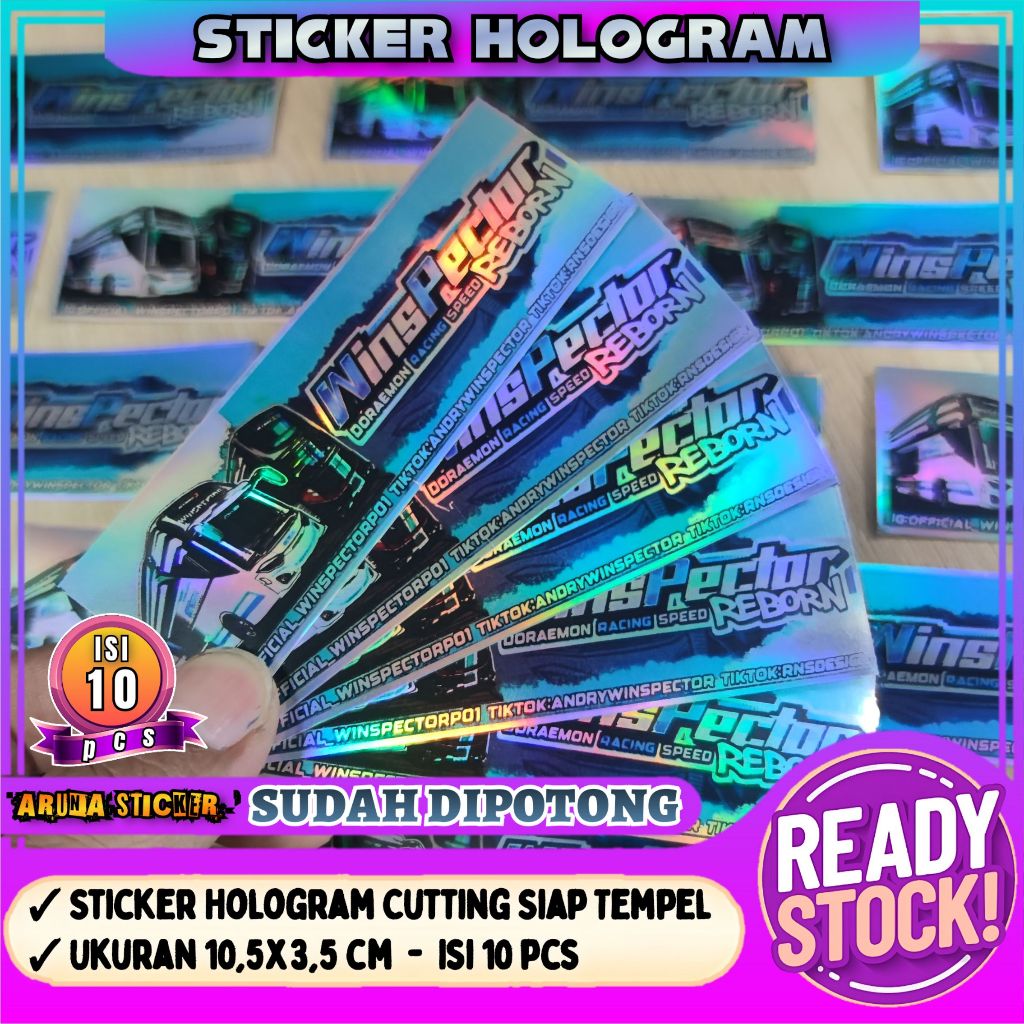 

10 pc Sticker Bus Hologram Winspector Panjang SUDAH DIPOTONG Tinggal Tempel Stiker Piano Laptop