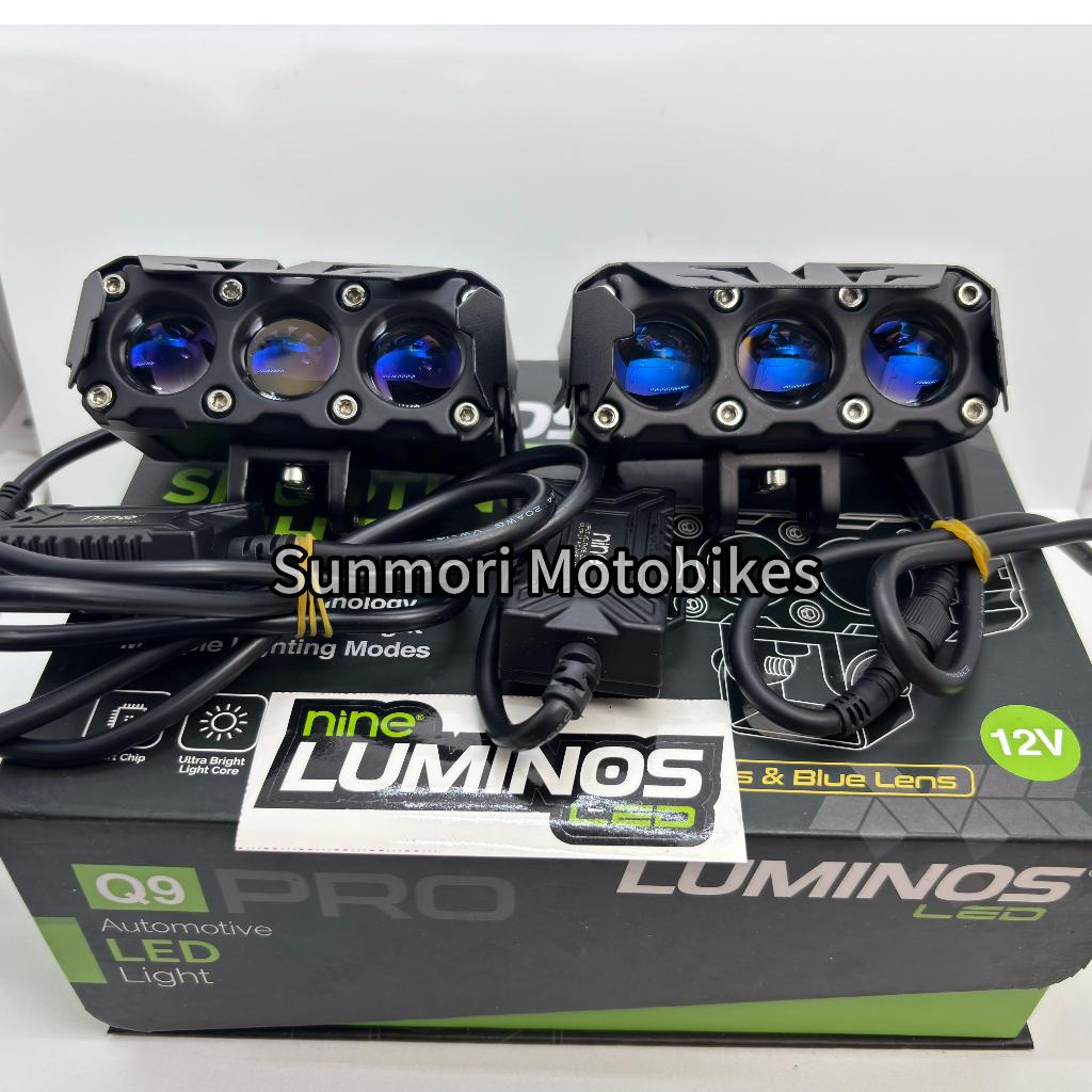 LUMINOS Lampu Tembak SQL 3 Mata Lampu Sorot Q9 Pro Luminos Nine Devil EYE Blue Lens MOTOR MOBIL