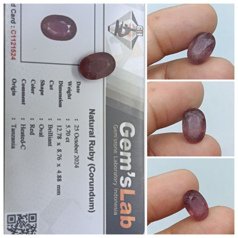 Natural Top Ruby Tanzania 5,76 ct memo GLI HeatC Ruby Afrika