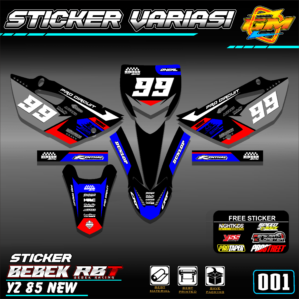STICKER YZ 85 NEW BEBEK STANDAR STRIPING STIKER YZ 85 DECAL STICKER YZ 85 NEW 001