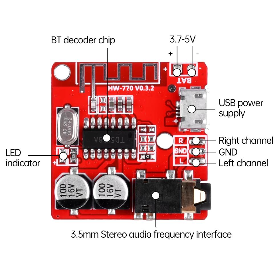 Module MP3 Bluetooth Board Audio Receiver 5.0 MP3 decoder board Wireless Stereo Music