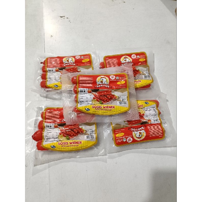 

Paket 5pack bartoz sosis wiener ( 1pack isi 4pcs ) 120 gr