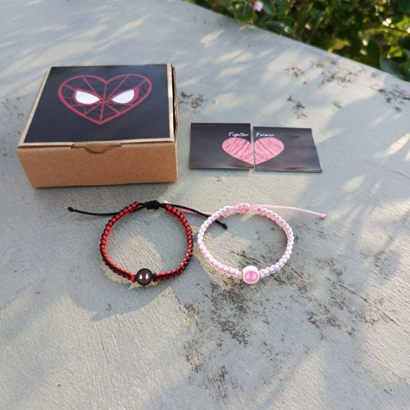 Free box Gelang couple spiderman | COD gelang tali spiderman | gelang tali termurah dapat sepasang