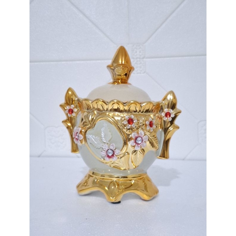 toples keramik/guci tutup keramik pajangan FREE BUBBLE