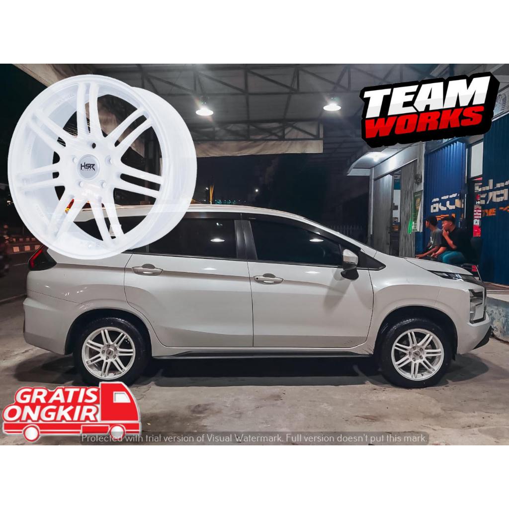 VELG RACING HSR WHEEL TYPE BOON RING 17 WHITE PCD 5X114,3 MOBIL XPANDER LIVINA XL7 PELEK R17 PUTIH