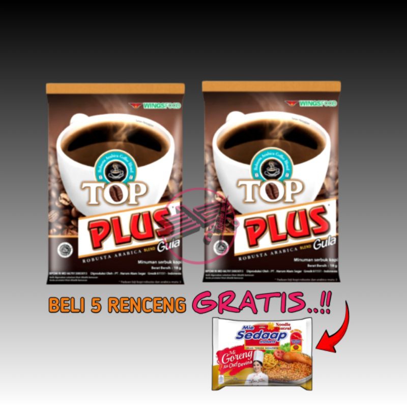

Kopi top plus gula 18g 1 Renceng 10 BUNGKUS kopi nikmat cocok buat sehari-hari