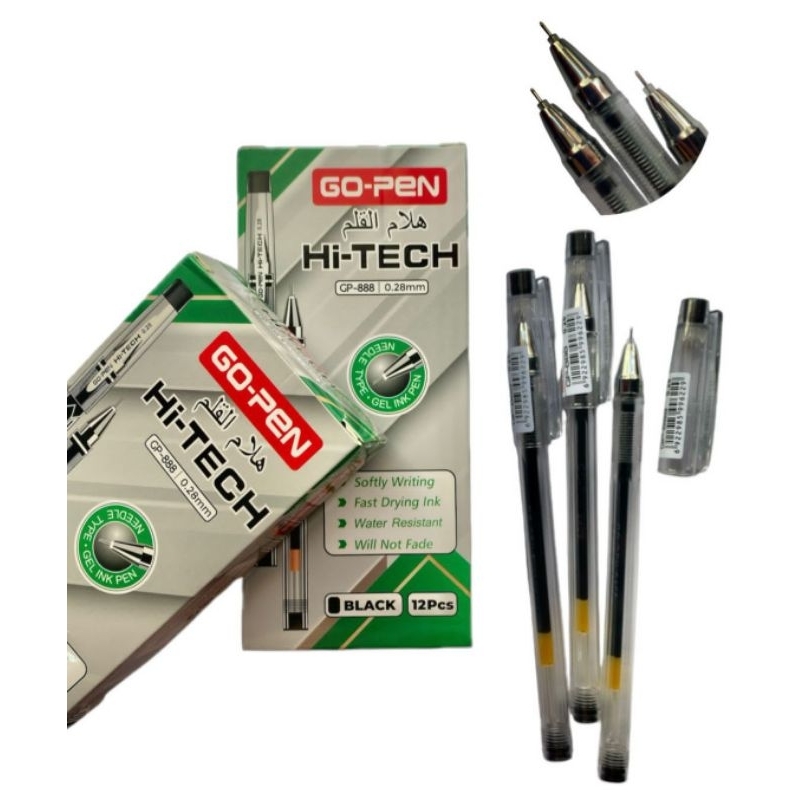 

PULPEN GEL HI-TECH GO-PEN 888 ISI 12 PCS_HITAM
