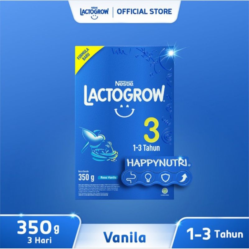 

Lactogrow 3 Happynutri Susu Bubuk Pertumbuhan Anak 1-3 Tahun Vanila 350 g