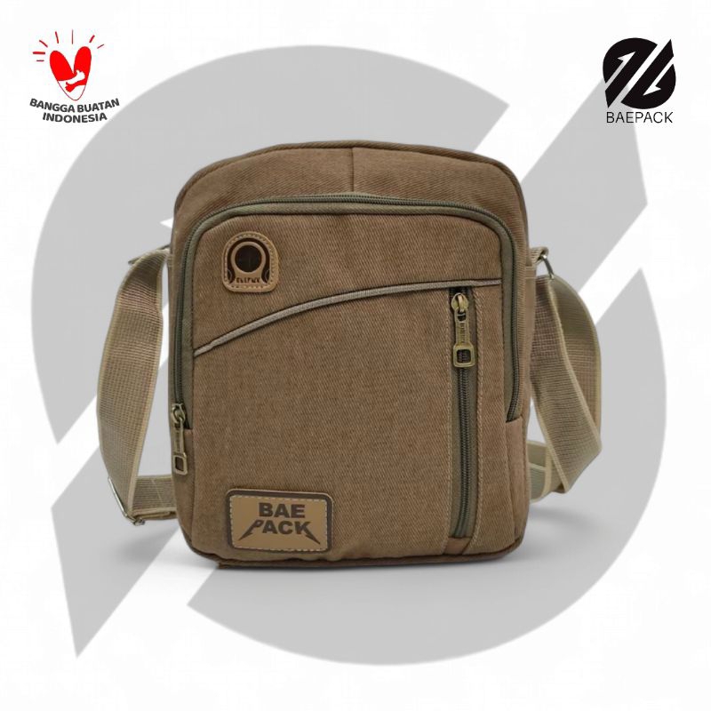 BAEPACK - Tas Kanvas Tas Selempang Kanvas Sling Bag / Tas Selempang Kanvas Pria Dengan Lubang Headse