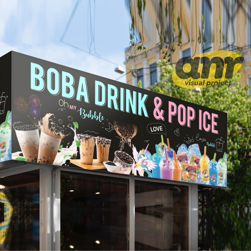 BANNER BOBA DRINK / SPANDUK BOBA DRINK / CETAK BANNER BOBA / BANNER POP ICE & BOBA DEINK BAHAN PREMI