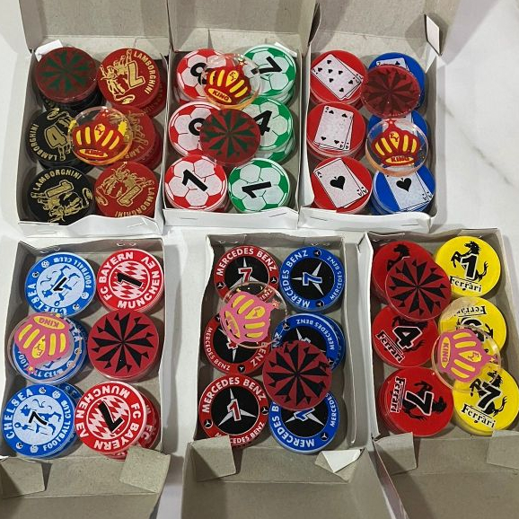 Biji Karambol Rangkap 2 Lapis Tebal 5 mm Semua Motif / Random | koin krambol dua layer original | 1 