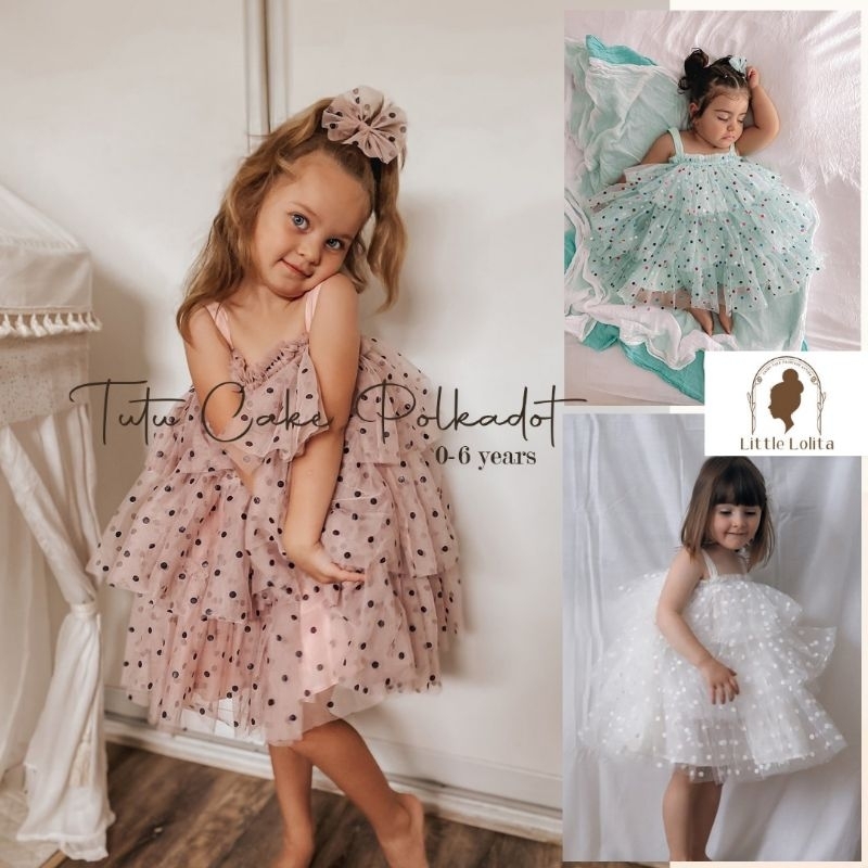 Dress Tutu Cake POLKADOT - 0-6th Bayi Anak Gaun Tile Pesta