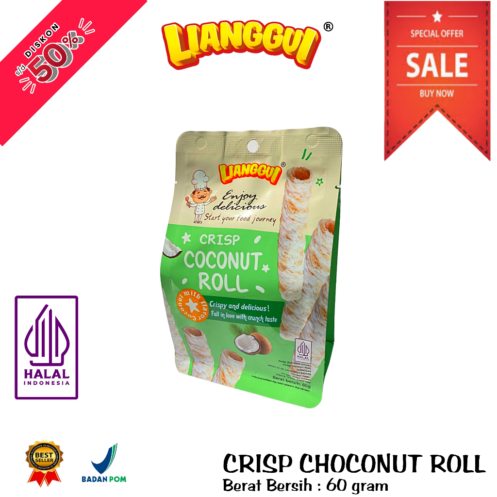 

[ LIANGGUI ] WAFER COKELAT ROLL I CRISP CHOCO ROLL | COKLAT | CRISP COCONUT ROLL | VIRAL | WAFER ROLL