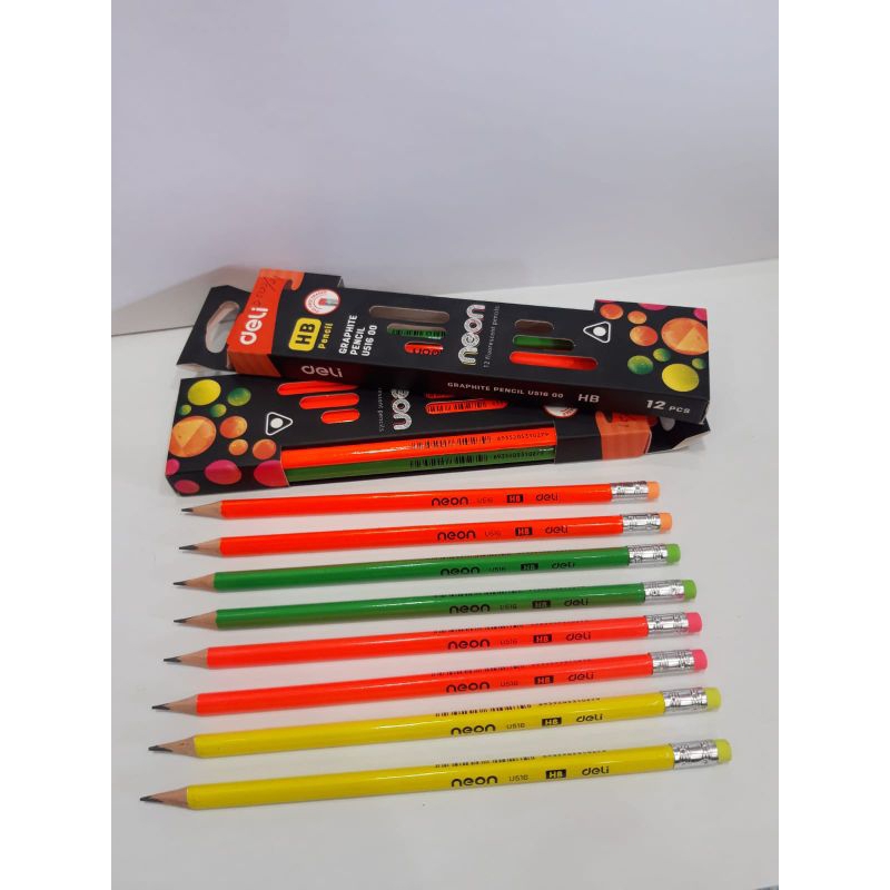 

Pensil Tulis Deli Graphite-Pencil-U516-00Neon-12Fluoresent