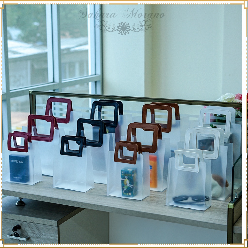 

Shopping Bag Mika Transparant Handle Kotak Tas Belanja Gift Bag Tas Souvenir Tas Hadiah PVC