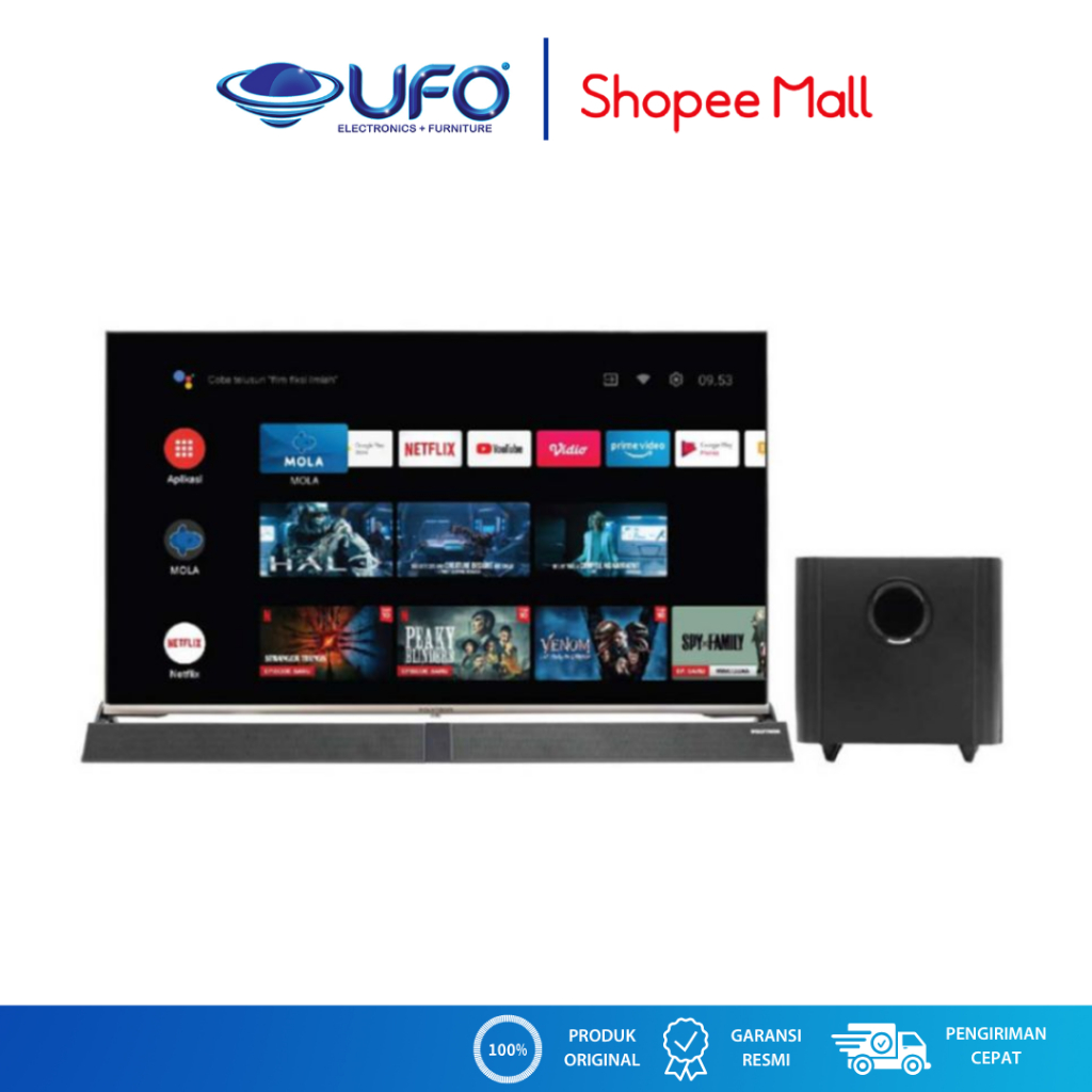 Polytron 43 Inch LED Google TV 4K Subwoofer PLD43BUG5959+SWF0251