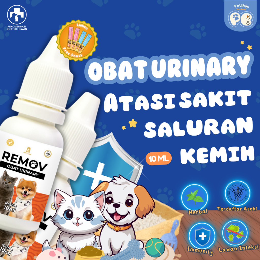 AMPUH Obat FLUTD Urinary Susah Kencing Pips Berdarah Remov Kucing Anjing 10ml