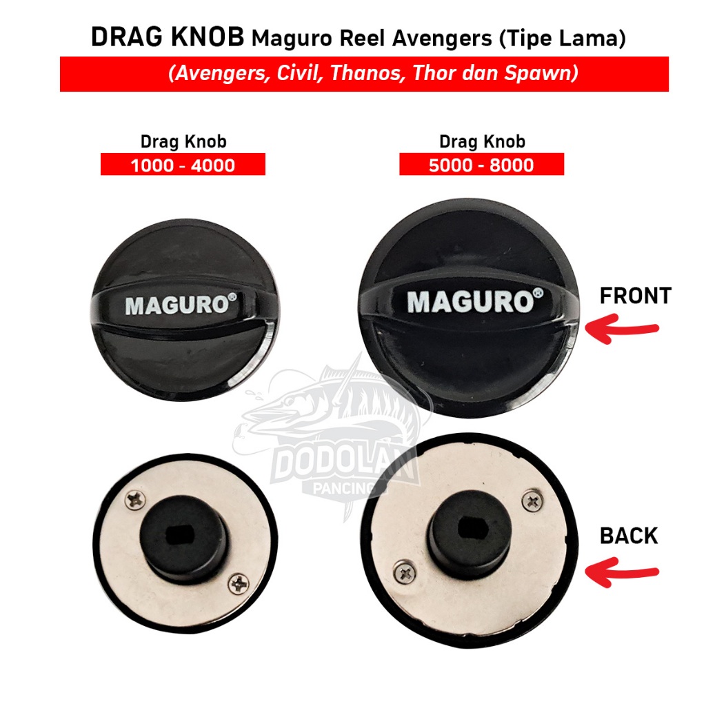 Sparepart Drag Knob Reel Maguro Avengers 1000 2000 3000 4000 5000 6000 7000 8000 Dodolan Pancing