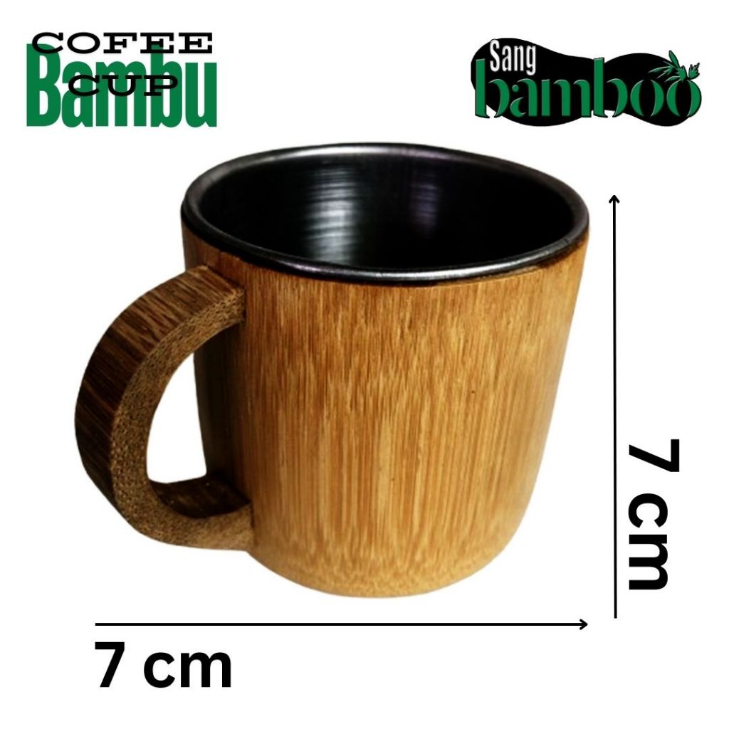 Sangbamboo Gelas Cangkir Mug Kopi Bambu Stainless 170 ML Souvenir Wedding Cantik Unik Khas Malang