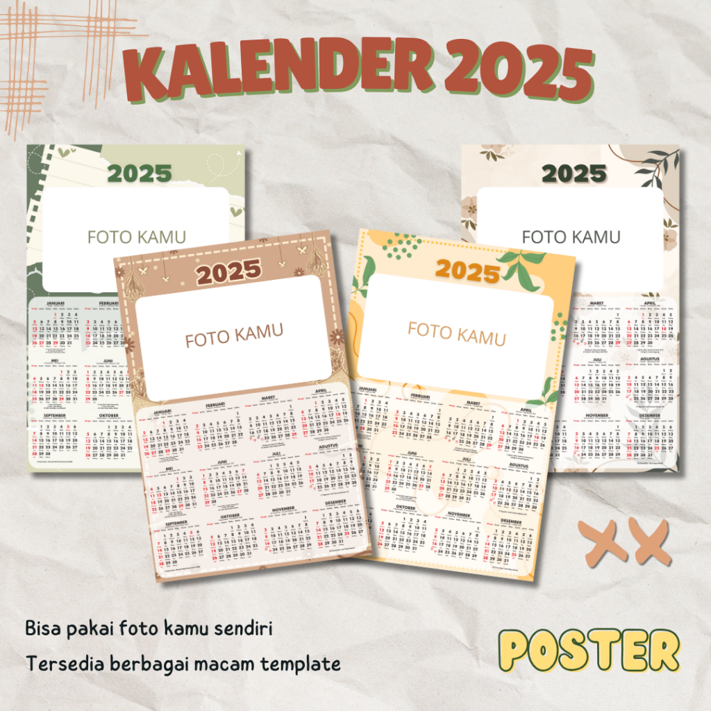 

[12 Bulanan A4] PART 5 Kalender Dinding 2025 Kalender 12 Bulanan A4 Custom Foto