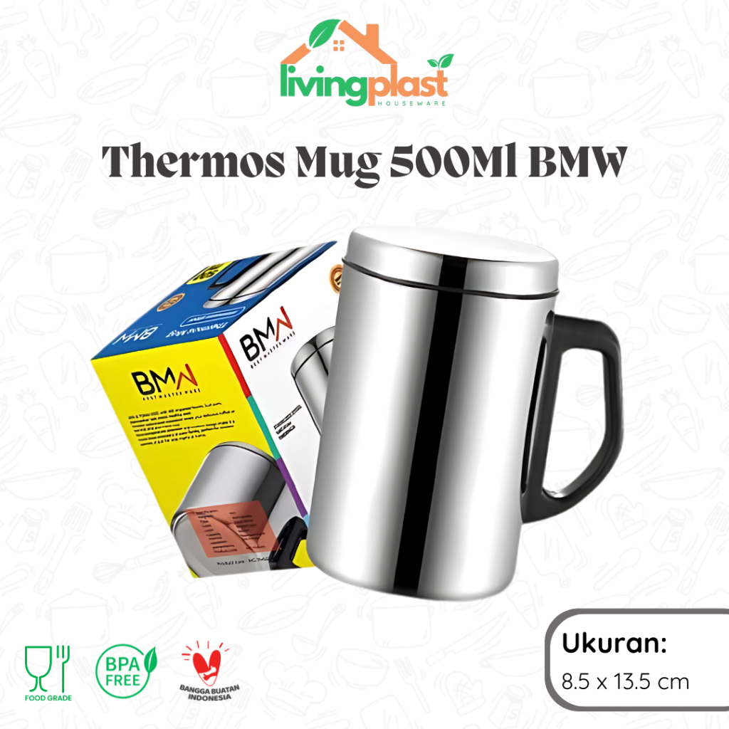 Thermos Mug 500 Ml BMW / Mug Stainless Steel / Mug Vacuum Tahan Panas Dingin / Gelas Kopi