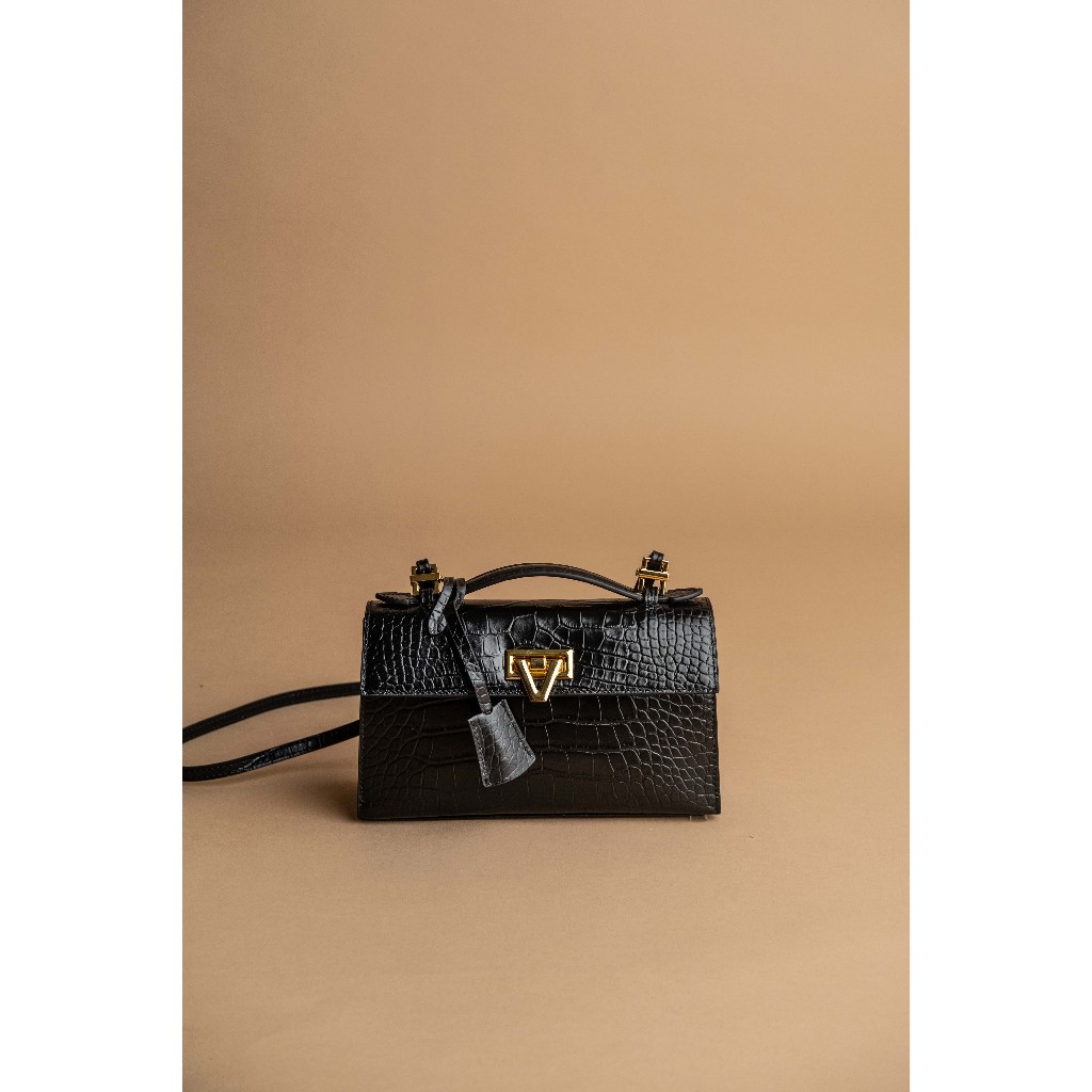 Vone World - Heart Bag Black Crocodile Stamp