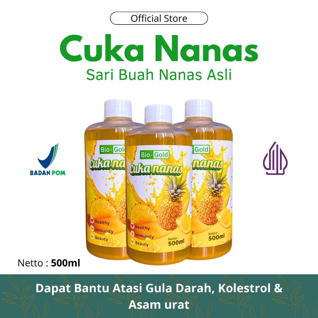 

Cuka Nanas Bio Gold 100% Asli Terbuat Dari Fermentasi Buah Nanas Dapat Stabilkan Gula Darah 500ml