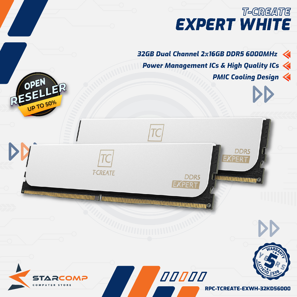 T-CREATE EXPERT WHITE 32GB Dual Channel 2x16GB DDR5 6000MHz