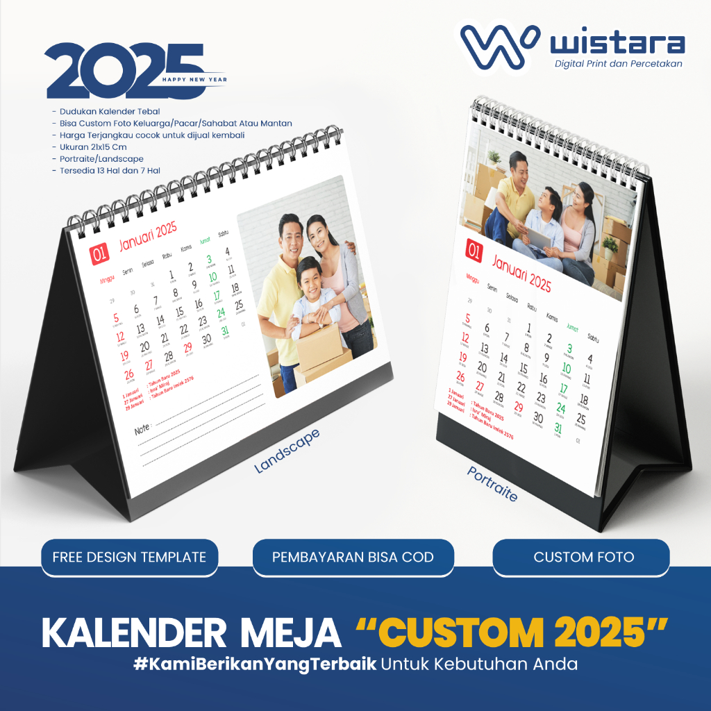 

Kalender Meja Custom 2025 Jilid Spiral Dudukan Tebal