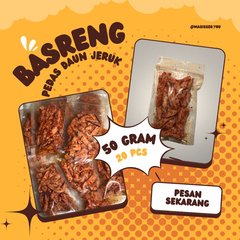 

Basreng Pedas Daun Jeruk 50 gram (20 pcs)
