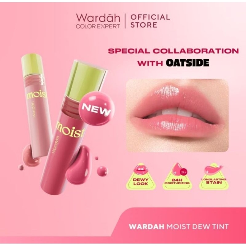 Wardah Moist Dew Tint 3 g - Liptint yang Mengadung Oatmilk dan Pentavitin - Ombre Tint