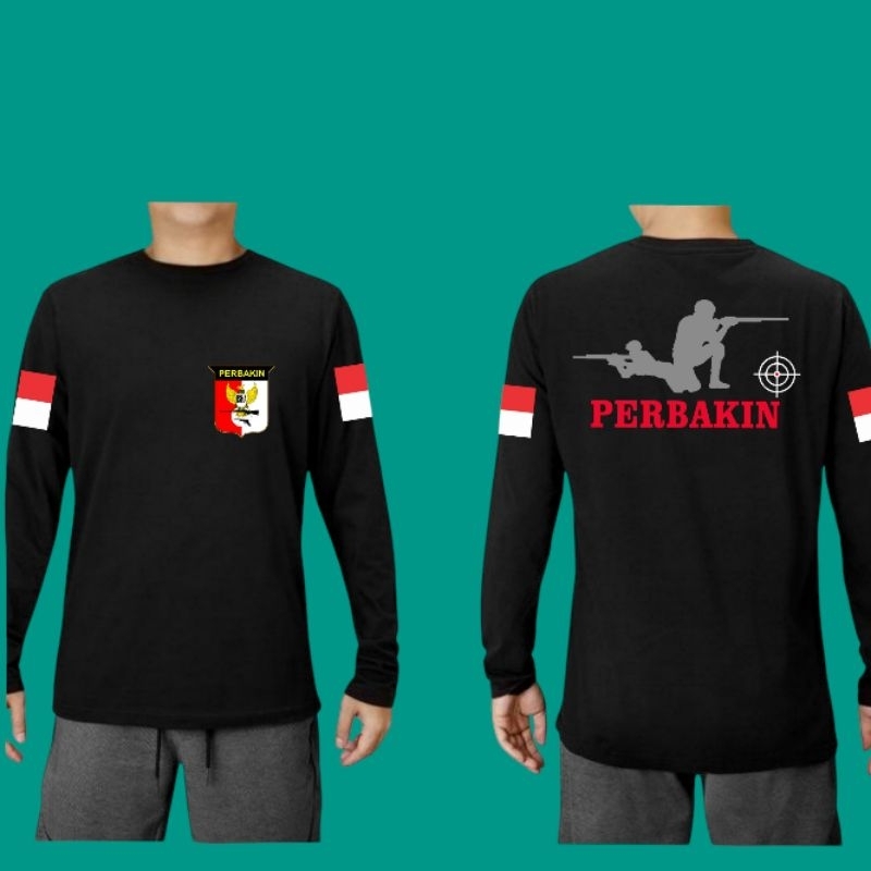 Kaos Perbakin Merah Putih  Lengan Panjang / Kaos Lengan Panjang  / Kaos Pemburu / Kaos Pria