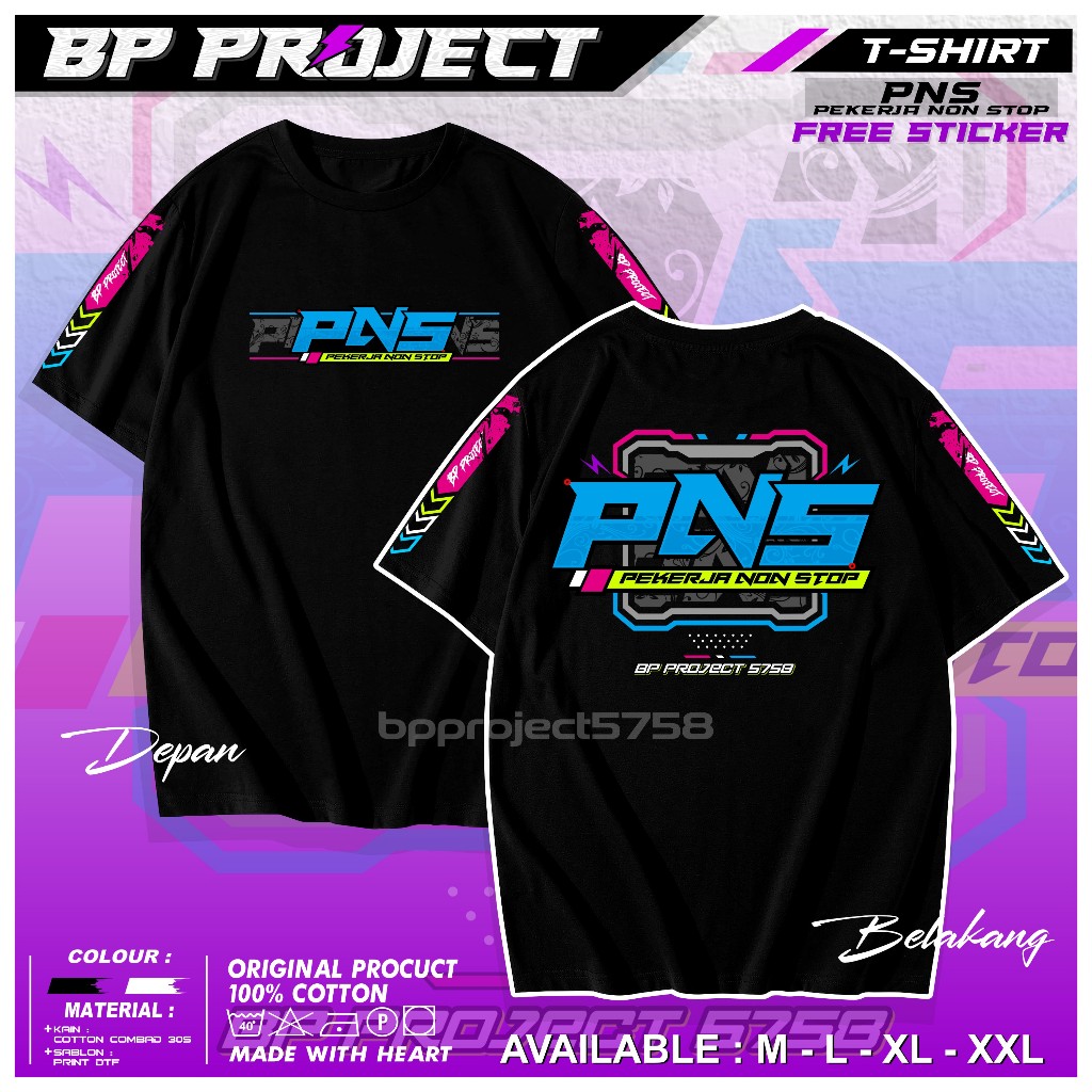 BAJU KAOS PNS Pekerja Non Stop Uniseks Pria Wanita - Kaos Distro PNS Pekerja Non Stop Free Sticker