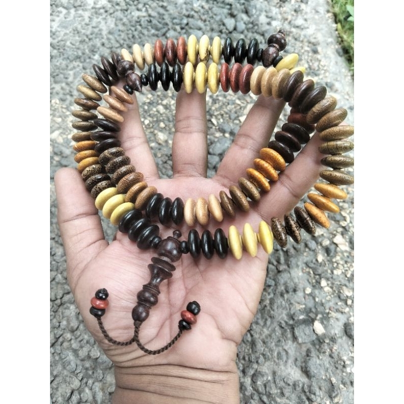 Langka - tasbih kombinasi jumbo | tasbih kayu jumbo 16 mm rumbai jadul tasbih kayu langka rumbai tas