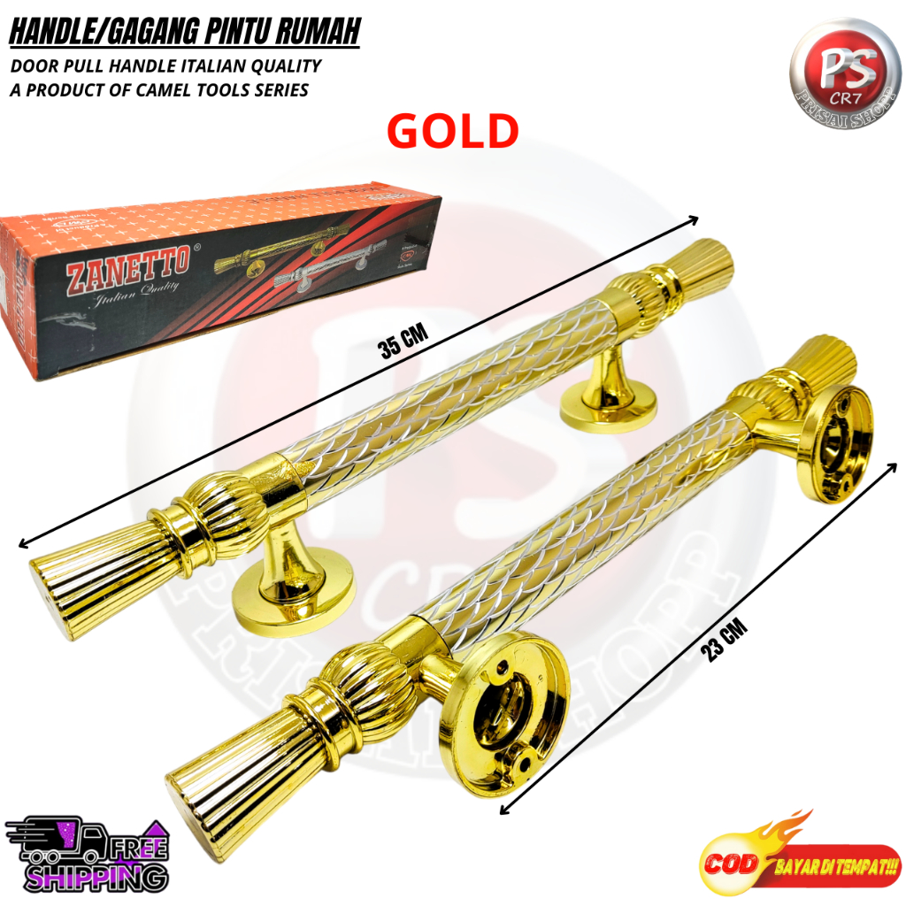 GAGANG PINTU ZANETTO WARNA GOLD SISIK NAGA / HANDLE PINTU DAUN 2 / PINTU 2 / TARIKAN PINTU MINIMALIS