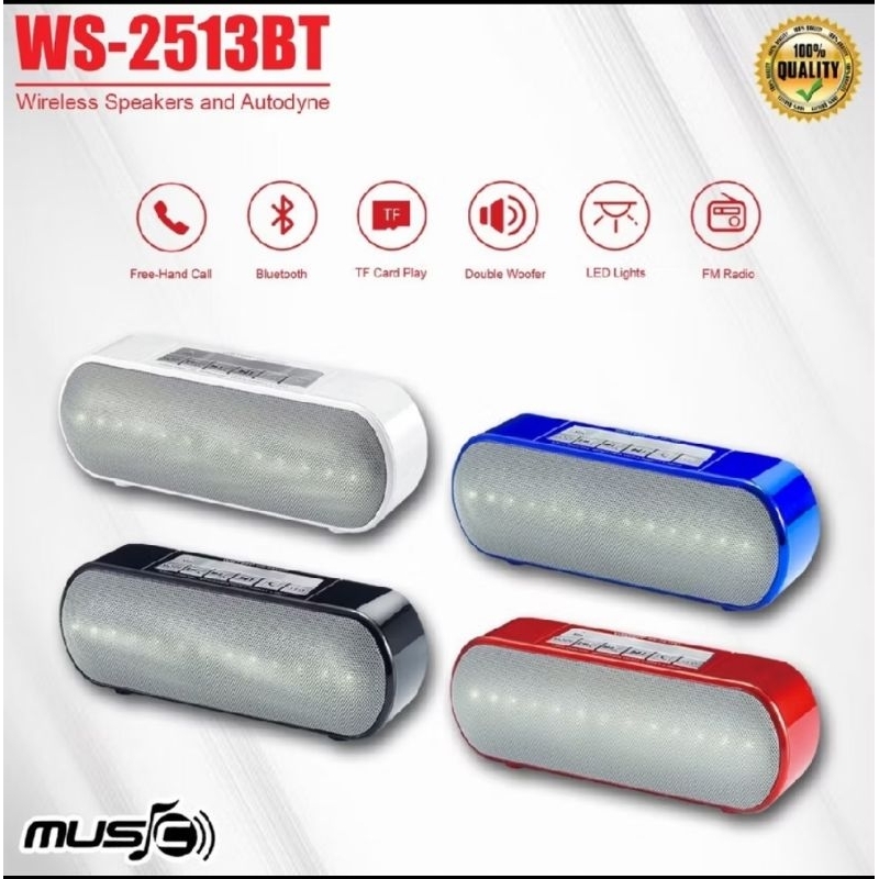 Musik Speaker WSTER WS 2513 BT Support MMC MEMORI USB Aux Bluetooth Wireless Mini Music Box Portable