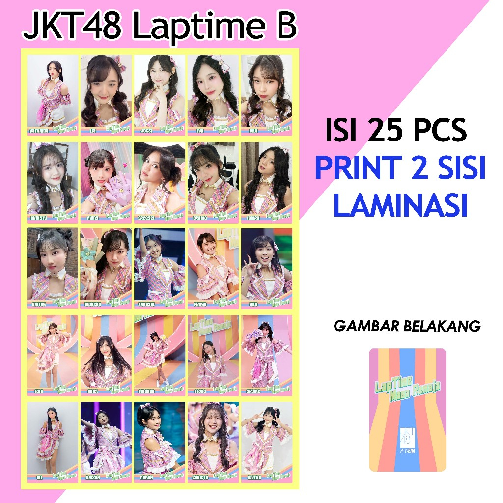(25pcs) JKT48 Laptime Photocard Unofficial Cetakan Tajam Kualitas HD Kertas Lebih Tebal