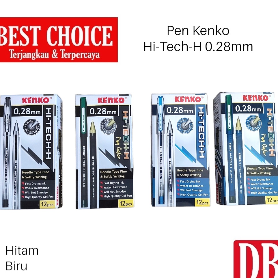 

KODE I94Y Gel pen Pulpen Hitech Hitech Kenko 28mm HitamBiru 12 pcs