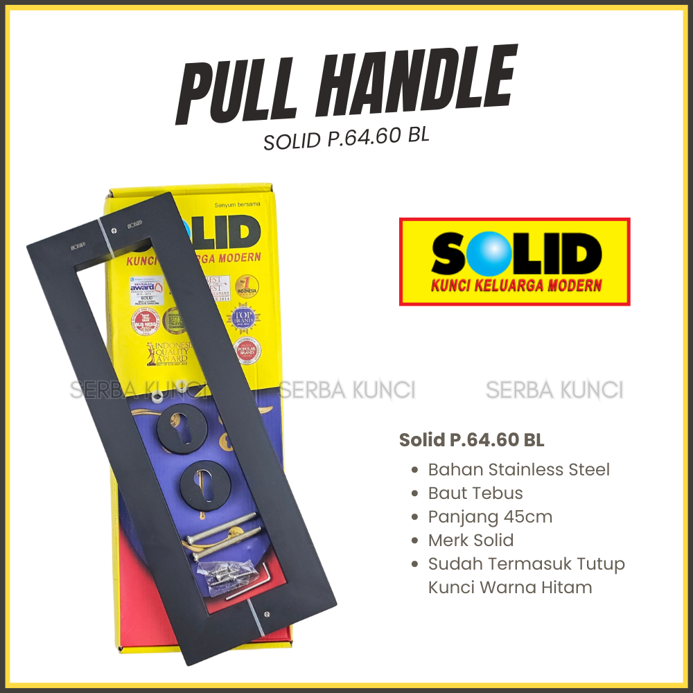 (45cm) Solid Pull Handle PR.64.60 BL Black Hitam Handel Pintu Satu Set Untuk Kamar Pintu Rumah Gagan