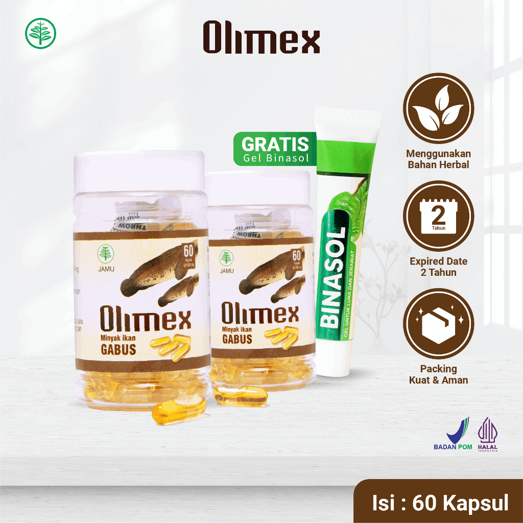 Olimex Paket Luka Kronis Kapsul Minyak Ikan Gabus Albumin Kutuk 2 Botol Free Binasol Pasca Operasi O