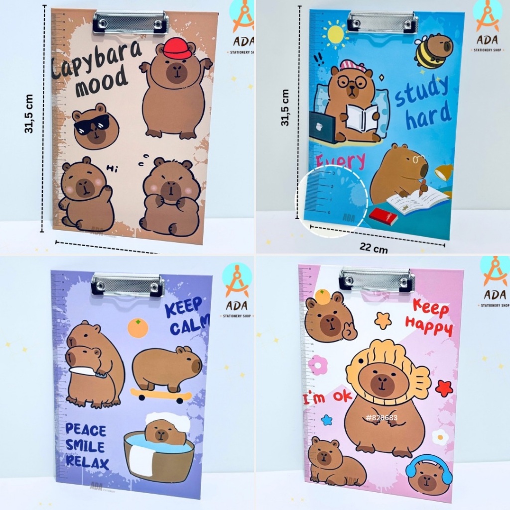

CLIPBOARD A4 CAPYBARA / PAPAN KLIP LUCU/ PAPAN UJIAN