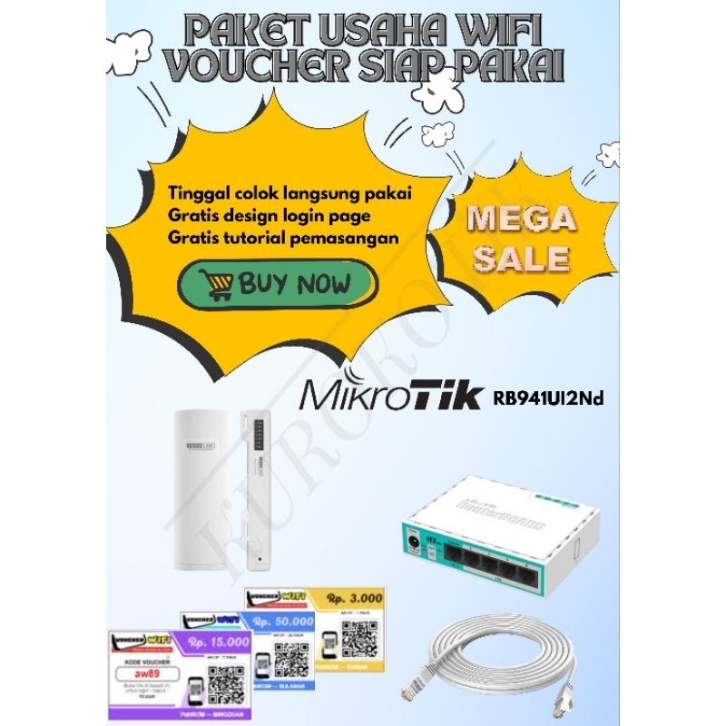 Mikrotik RB941UI-2Nd + TotoLink CP300 Paket Usaha Wifi Voucher Full Setting