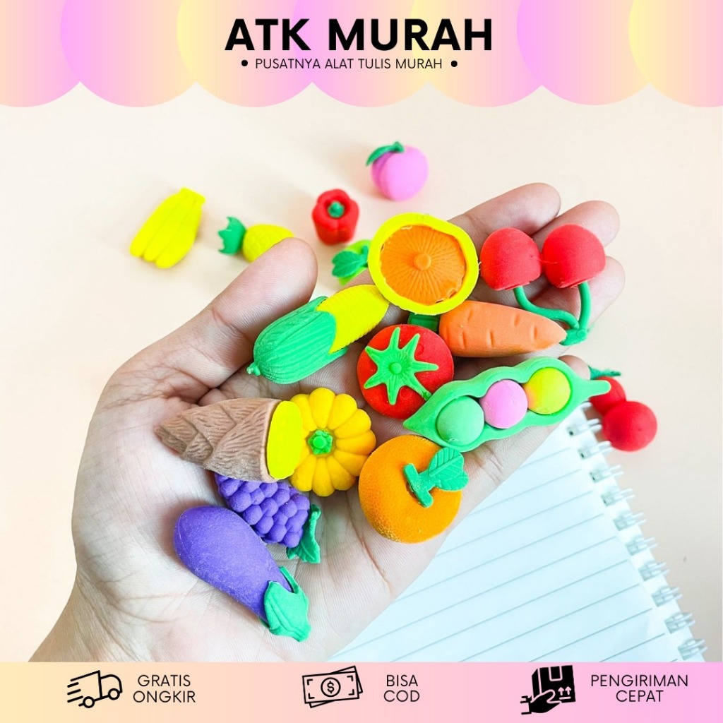 

HAPUSAN MINI FOOD MAKANAN SAYURAN BUAH BUAHAN ERASER TERJANGKAU COD RANDOM SATUAN ER-1244