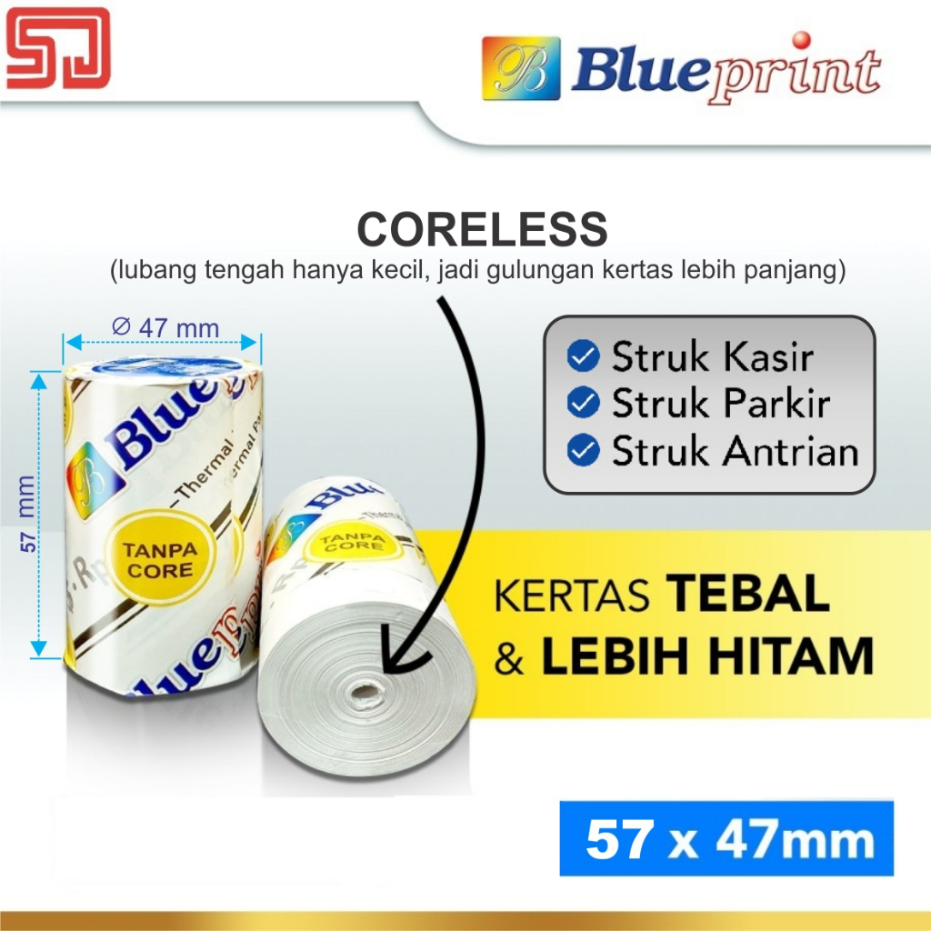 

Blueprint Paper Thermal EDC 57 × 47 mm Kertas Struk, Nota, Karcis, Tiket, Parkir 57x47