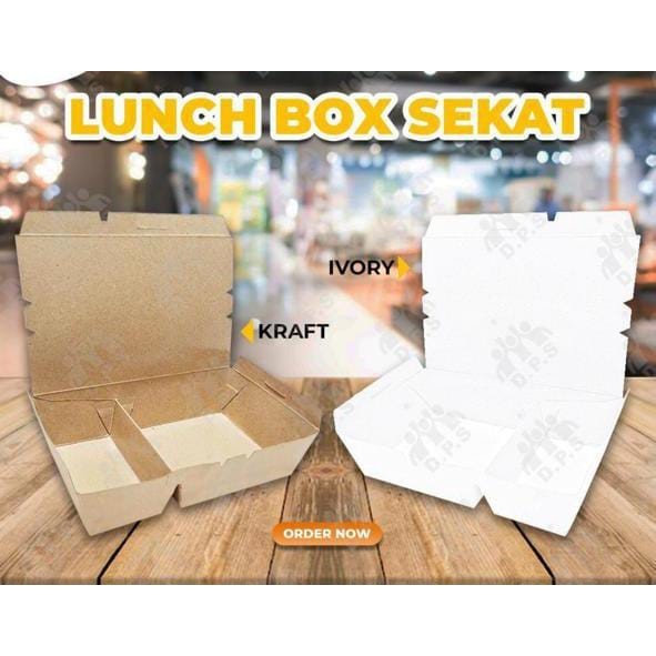Lunch Box Paper Sekat 2 Putih dan Coklat / Paper Lunch Box Sekat 2 PER PACK