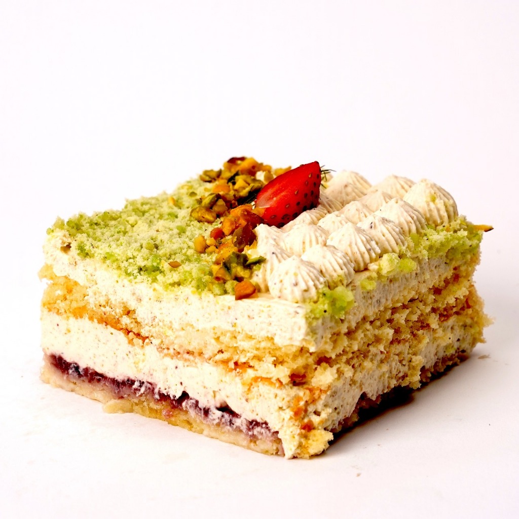 

The Pistachio-misu | Pistachio and Strawberry Tiramisu | Pistachio Mascarpone Cream, Fresh Strawberry, Pistachio Crumbs