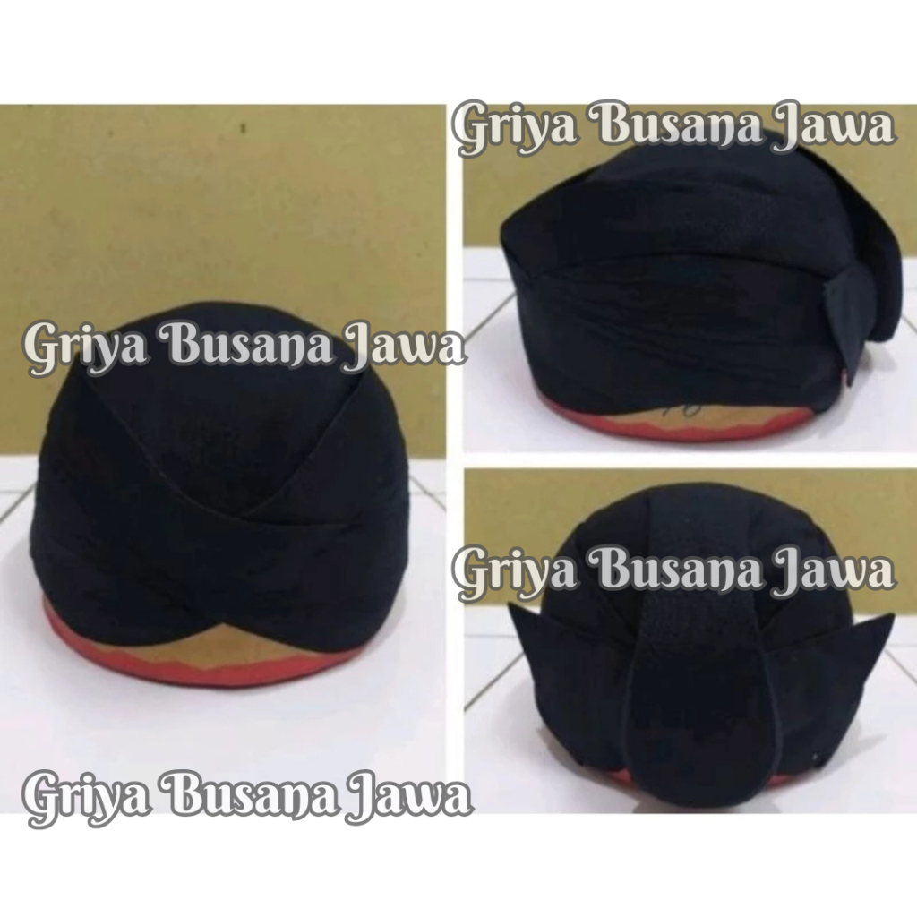 Blangkon Solo Perbawan Alusan Lemesan/Lipat Hitam Polos