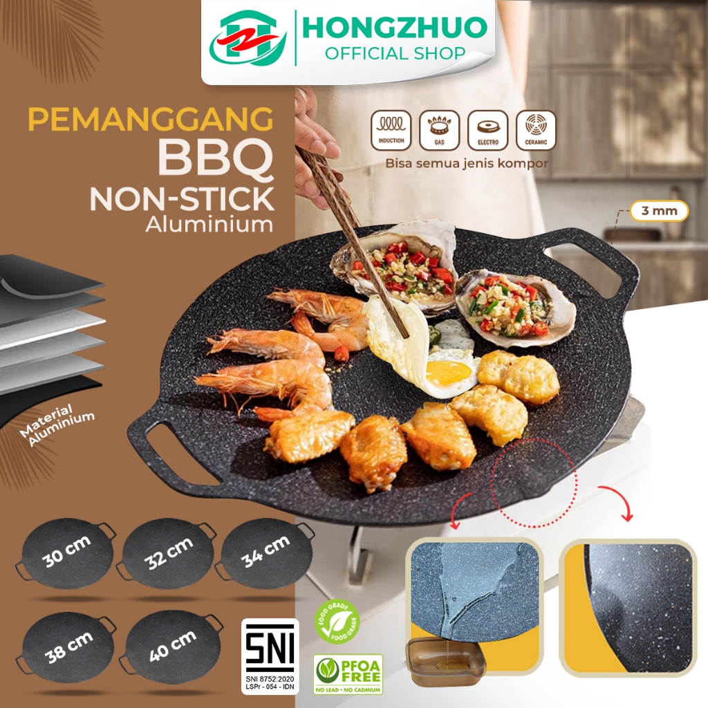 TERLARIS Hongzhuo Alumunium Alat pemanggang / Tempat pemanggang bulat BBQ Piring pemanggang