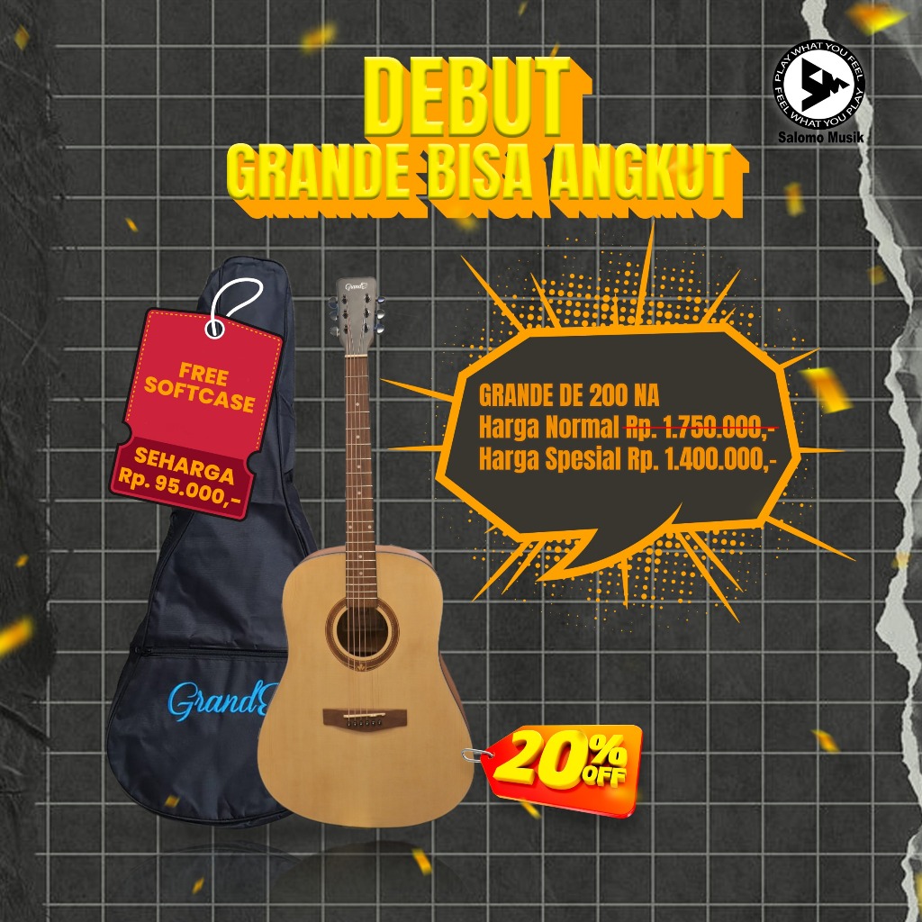 Gitar Akustik Elektrik Grande DE 200 EQ NA + Softcase Original